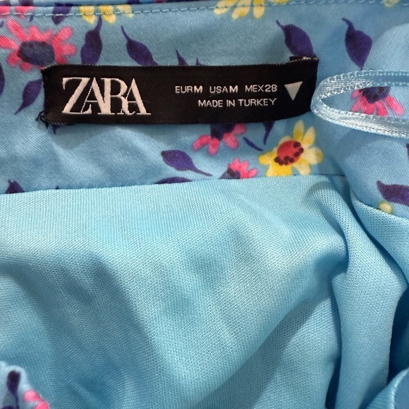 ZARA Sky Blue Floral Printed Mini Skirt Medium - Picture 7 of 13